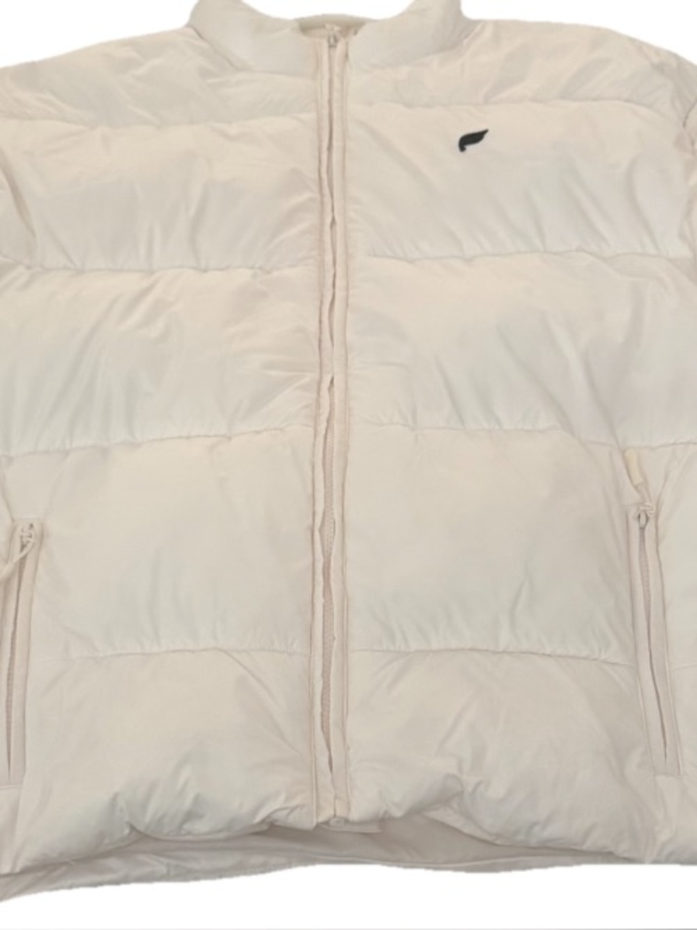 Light Cream Puffer Jacket with Subtle Logo